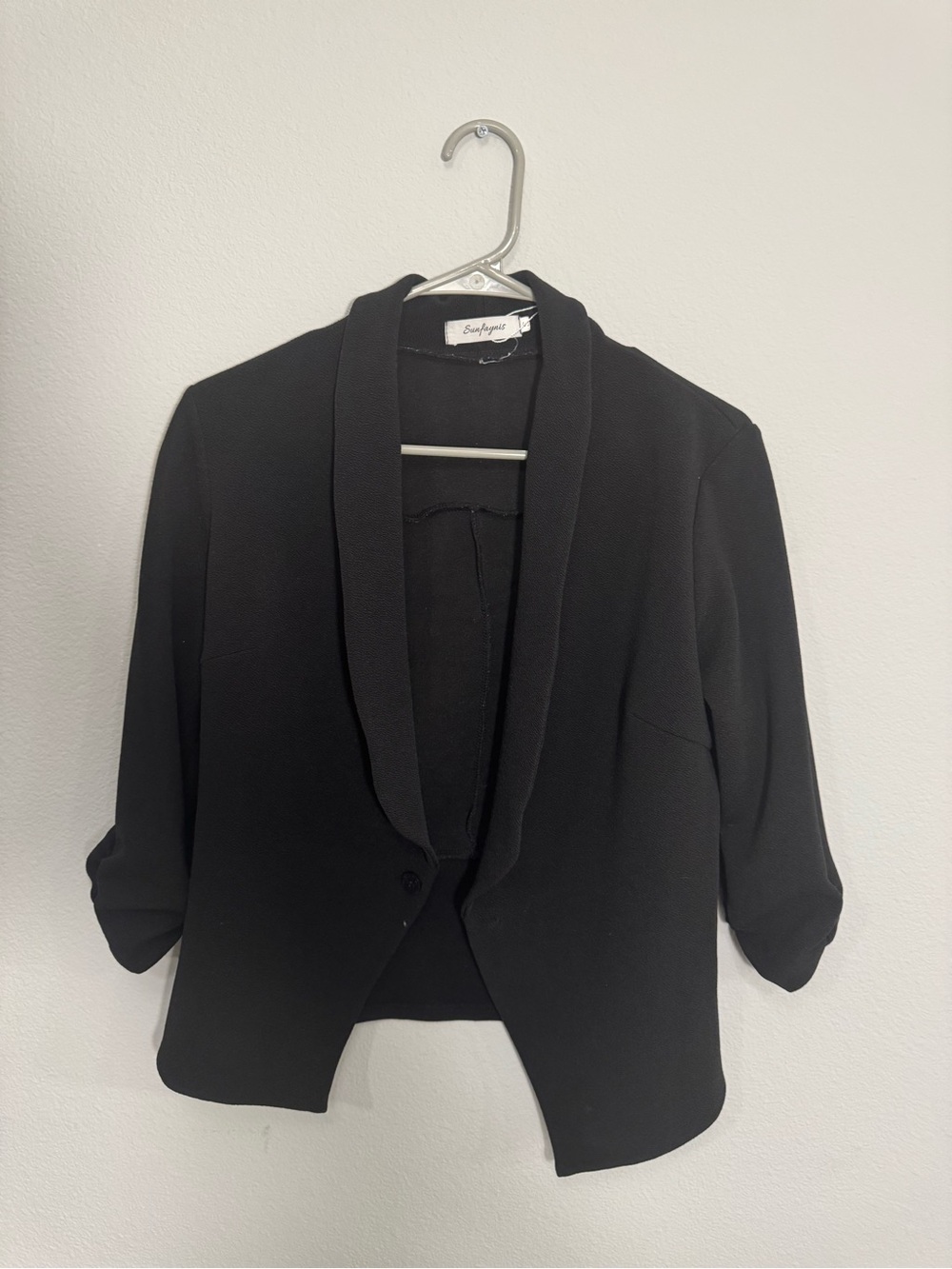 Ladies Black Shawl Collar Cropped Blazer - Unknown Brand